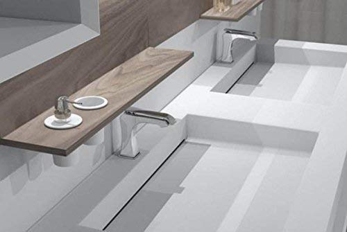 Dafne Italian Design Mobile da bagno composizione completa moderna bianco opaco e noce - base 1 cassettone, 1 cassetto, 2 lavabi integrati, pensile a giorno, specchio, lampada led, pannello c/mensola