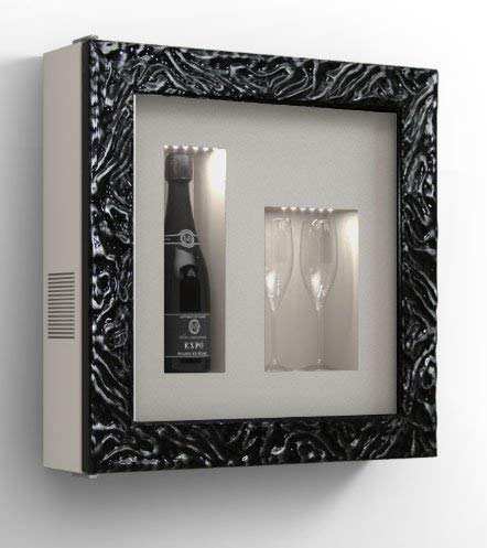 Cantinetta vino da parete per una bottiglia e vano neutro per 2 calici. / hpl Vetrocamera 20 mm . per bottiglia H324 D105 - peso 25 kg - (SF00)