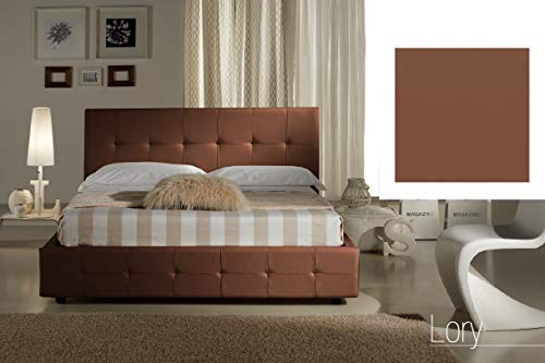 Dafne Italian Design Letto una piazza e mezza contenitore, similpelle, marrone -136 x 220 x H 100 cm - per materasso 120 x 200-100% Made in Italy (SFI)