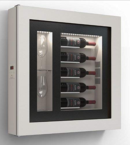 Cantinetta vino da parete per cinque bottiglie in orizzontale e due bicchieri orizzontali laterali per bottiglie H.328 D.90 mm - peso 30 kg. (SF00)