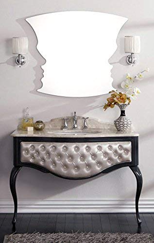 Dafne Italian Design Mobile da bagno con cassetti e specchio - Misura: L.116 H.83 P.56 - Finitura: Grigio antracite lucido e capitonnè effetto seta - Top: Marmo Botticino - 100% made in Italy