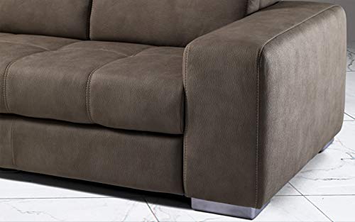 Dafnedesign.com - Divano angolare 3 posti - Colore: grigio - effetto nabuk - dimensioni: cm. 259 x 178 x 94h (STD)