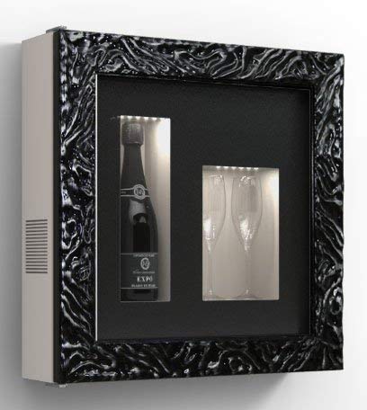 Cantinetta vino da parete per una bottiglia e vano neutro per 2 calici. / hpl Vetrocamera 20 mm . per bottiglia H324 D105 - peso 25 kg - (SF00)