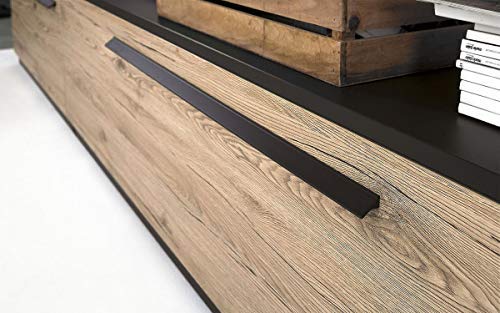 Parete componibile per soggiorno - vulcano e rovere crudo - cm. 270 x 46 x 203h - (STP)