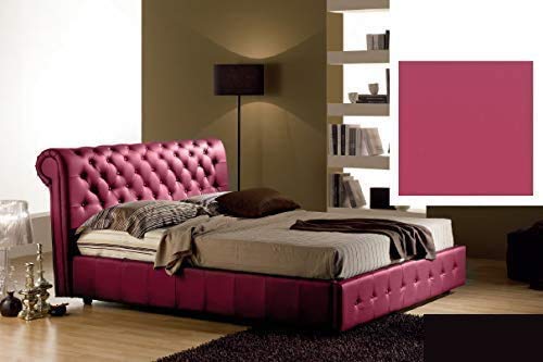 Letto una piazza e mezza contenitore, similpelle lavabile, lavorazione capitonn?, colore porpora - Dimensioni: Larghezza 140 x 236 x H 114 cm - per materasso 120 x 200. - 100% Made in Italy (SFI)