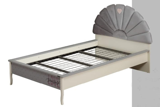 Dafne Italian Design Letto una piazza e mezza Giulia colore beige grigio e rosa, cm. 142 X 110 X 209comprensivo di materasso cm. 120x200x25