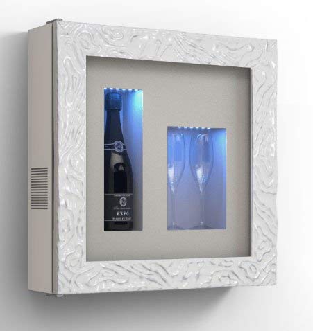 Cantinetta vino da parete per una bottiglia e vano neutro per 2 calici. / hpl Vetrocamera 20 mm . per bottiglia H324 D105 - peso 25 kg - (SF00)