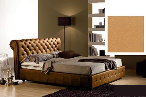 Dafne Italian Design Letto una piazza e mezza contenitore, similpelle, lavorazione capitonn? marrone chiaro - 140x226xH114 cm - per materasso 120x190-100% Made in Italy