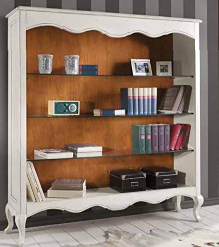 Libreria da Studio in Noce Laccato Bianco, Stile Classico (cm. L. 160 - H. 170 - P. 40) (TVG)