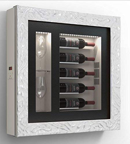 Cantinetta vino da parete per cinque bottiglie in orizzontale e due bicchieri orizzontali laterali per bottiglie H.328 D.90 mm - peso 30 kg. (SF00)