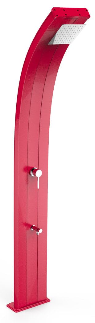 Doccia Tradizionale per Interno e Esterno Arkema DADA con Miscelatore e Lavapiedi Doccia in Alluminio Curva ARKEMA D325 3027 Colore Rosso Cherry