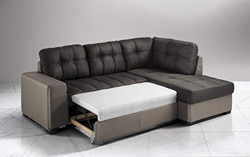 Dafnedesign.com - Divano angolare 3 posti - Colore: grigio - e tessuto - Dimensioni: 244 x 172 x 89h cm (STD)