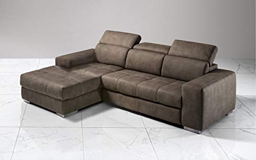 Dafnedesign.com - Divano angolare 3 posti - Colore: grigio - effetto nabuk - dimensioni: cm. 259 x 178 x 94h (STD)