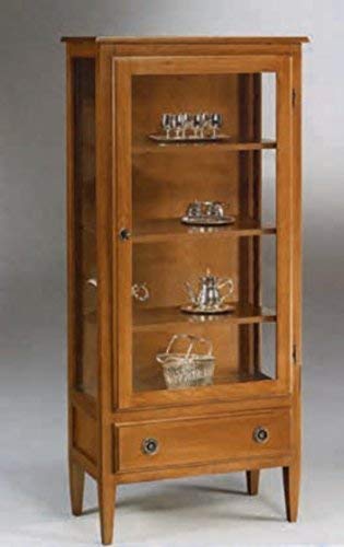 Dafne Italian Design Vetrina -cm: L 70 P 35 H 152 cm - in noce -1 Anta - 1 Cassetto - 4 ripiani - 100% Made in Italy -(DF18)
