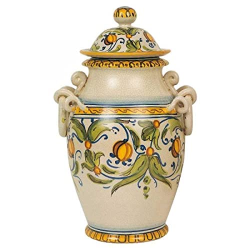 Vaso in Ceramica Artistica Italiana con coperchio. Dimensioni: h 35.814 cm.