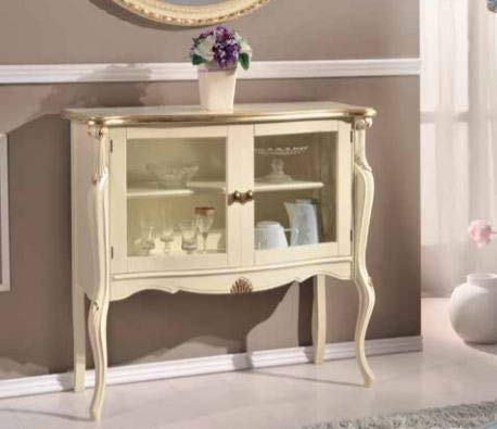 Dafne Italian Design Vetrinetta Stile Classico Noce Laccato Bianco (cm. L. 108 - P. 40 - H. 100) (TVG)