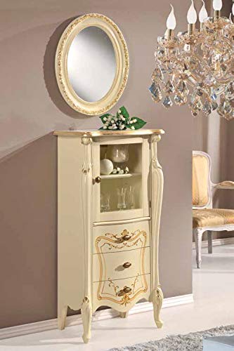 Dafne Italian Design Vetrinetta Stile Classico Noce Laccato Bianco (cm. L. 60 - P. 40 - H. 120) (TVG)
