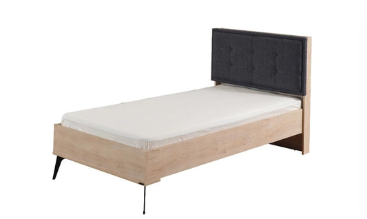 Dafne Italian Design Letto singolo Ares colore legno chiaro e nero cm. 111 X 107 X 204 comprensivo di materasso cm. 100x200x25