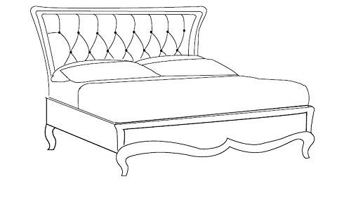 Dafne Italian Design Letto matrimoniale, colore avorio, in noce, schienale noce e pelle bovina 135X205X192 - per rete 160x190, 65 Kg, 100% Made in Italy