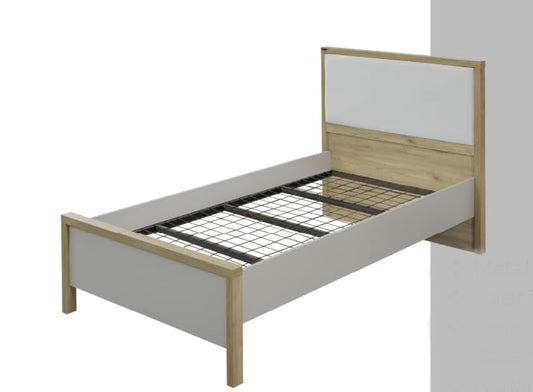 Dafne Italian Design Letto una piazza e mezza Ugo colore bianco e beige, cm. 132 X 109 X 209 comprensivo di materasso cm. 120x200x25