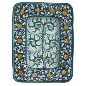 Piatto decorativo rettangolare in ceramica - Dimensioni: cm 34×26 - Made in Italy
