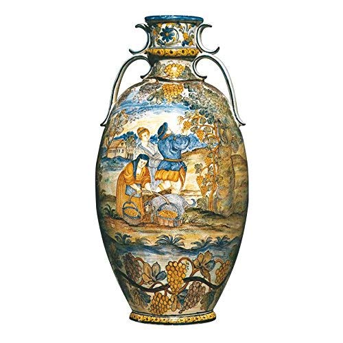 Vaso ad anfora in ceramica artistica italiana dipinto a mano.