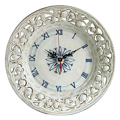 Dafne Italian Design Orologio da parete in ceramica artistica di Castelli Dimensioni: � cm 34 colore bianco anticato
