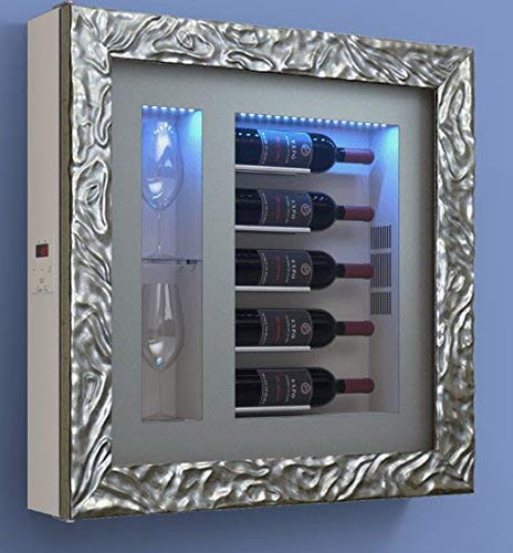 Cantinetta vino da parete per cinque bottiglie in orizzontale e due bicchieri orizzontali laterali per bottiglie H.328 D.90 mm - peso 30 kg. (SF00)