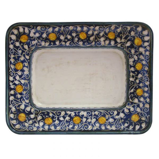 Piatto-Vassoio rettangolare in ceramica, realizzato a mano - Dimensioni: cm 34×26 - Made in Italy