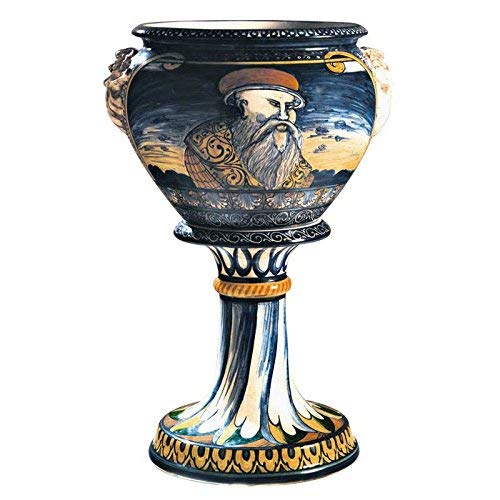 Dafne Italian Design Vaso con colonna dipinto a mano in ceramica artistica di Castelli Italia H cm 75 Serie Orsini Colonna