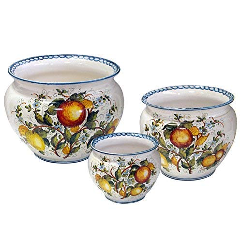 Dafne Italian Design tris portavasi in ceramica artistica di Castelli, Dimensioni: h cm 36 x � cm 25