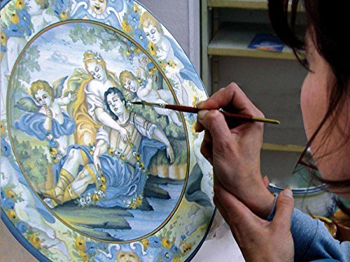 Dafne Italian Design Piatto in ceramica artistica di Castelli Italia fatto e dipinto a mano - Paesaggio Antico diametro 40 cm. Aulica 11