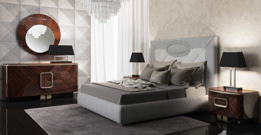 Dafne Italian Design 2 Comodini in legno Palissandro, top in marmo, H.51,5 X P.50,5 X L.75 La laccatura gloss per protezione