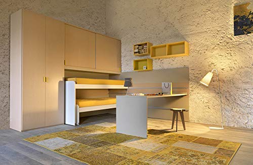 TUTTOCAMERETTE.IT - Cameretta completa di: n. 2 Letti singoli e 1 Scrittoio scorrevoli; 1 Armadio ; 1 Ponte con ante scorrevoli; n. 3 Librerie ; 1 Comodino .100 % Made in Italy (SF30)