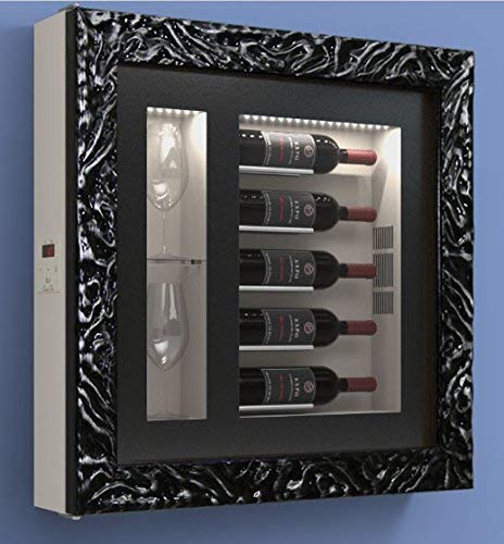Cantinetta vino da parete per cinque bottiglie in orizzontale e due bicchieri orizzontali laterali per bottiglie H.328 D.90 mm - peso 30 kg. (SF00)