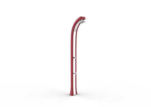 Doccia Classica Curva a doppio ingresso acqua calda e fredda Arkema Spring Plus in Poletilene HD Doccia per interno e esterno con Miscelatore e Lavapiedi ARKEMA B125 3027 Rosso Cherry