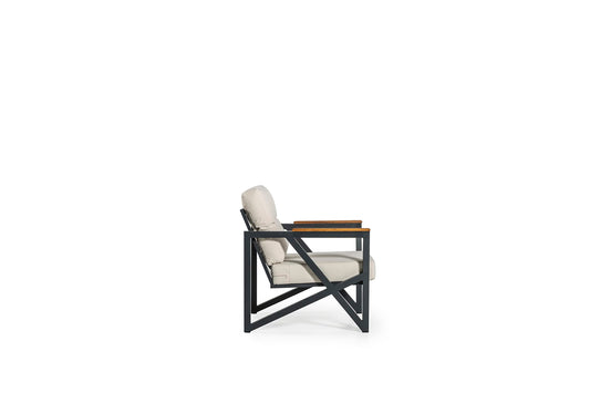 Dafne Italian Design Salotto da giardino per uso professionale, in alluminio antracite, cuscini beige chiaro/corda compresi. n.1 divano 3 posti, n.2 poltrone, n.1 tavolino.
