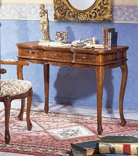 Dafne Italian Design Scrivania piccola -cm: L 106 P 54 H 78 cm - 3 cassetti - in noce - 100% Made in Italy -(DF18)