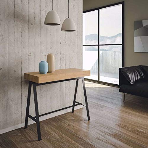Dafne Italian Design Consolle allungabile Banco Premium Quercia Naturale Telaio Antracite