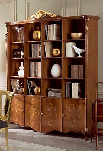 Dafne Italian Design Libreria Stile Classico Noce (cm. L. 200 - P. 56 - H. 241) (TVG)