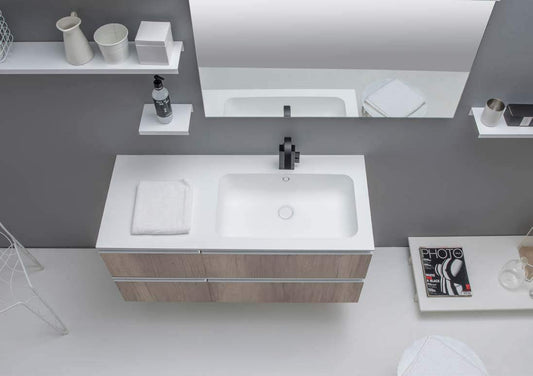 Dafne Italian Design Mobile da Bagno con Top in Ocritech Effetto Legno (cm. L72 x P48 x H55)