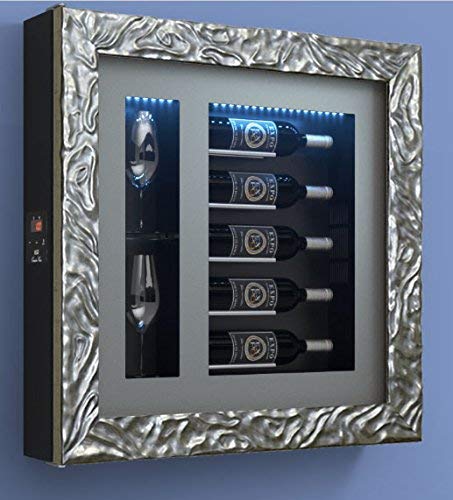 Cantinetta vino da parete per cinque bottiglie in orizzontale e due bicchieri orizzontali laterali per bottiglie H.328 D.90 mm - peso 30 kg. (SF00)