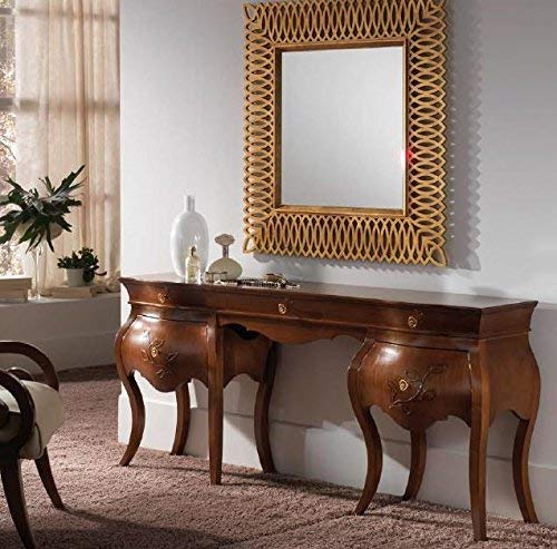 Dafne Italian Design Toilette, legno scuro, 77X47,5X176, 85 Kg, Piano: impiallacciato con noce nazionale;fianchi-cassetti: impiallacciato con noce nazionale-Piedi: legno di tiglio100% Made in Italy