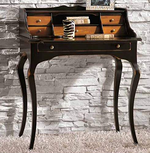 Dafne Italian Design Scrittoio da Studio Laccato Nero, Stile Classico (cm. L. 78 - H. 94 - P. 50) (TVG)