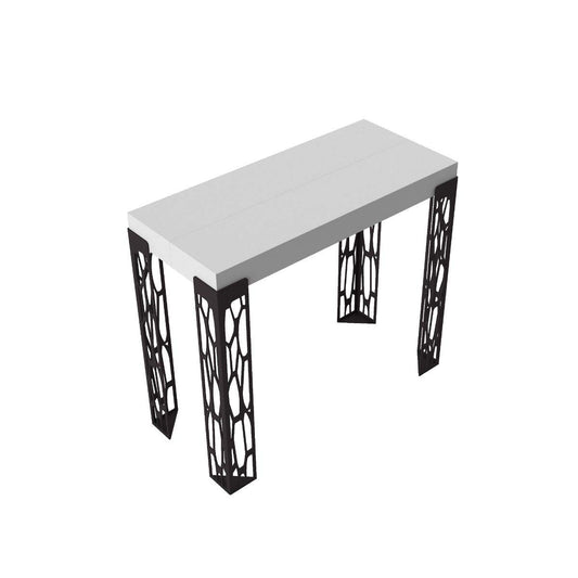 Itamoby Consolle allungabile Ghibli, Pannelli di Nobilitato, Bianco Frassino & Telaio Antracite, L.90 P.40 H.77 (allungabile Fino a 300cm)