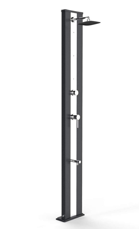 Doccia Solare da Giardino 40L Miscelatore Nebulizzatore e Lavapiedi Arkema Dada S Grigio Antracite Inox