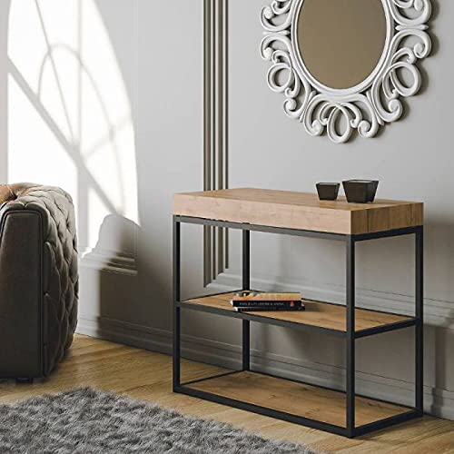 Dafne Italian Design Consolle allungabile Plano Premium Small Quercia Natura Telaio Antracite