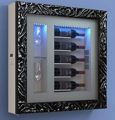 Cantinetta vino da parete per cinque bottiglie in orizzontale e due bicchieri orizzontali laterali per bottiglie H.328 D.90 mm - peso 30 kg. (SF00)