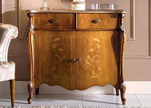 Dafne Italian Design Credenza 2 ante 2 cassetti, colore legno scuro, decorazioni oro - Dimensioni: 107 cm - 46 cm - H 100 cm ?0,59 Mc ? Stile classico -100% Legno - 100% Made in Italy (SF17)