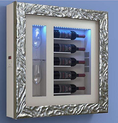 Cantinetta vino da parete per cinque bottiglie in orizzontale e duebicchieri orizzontali laterali per bottiglie H.328 D.90 mm - peso 30 kg. (SF00)